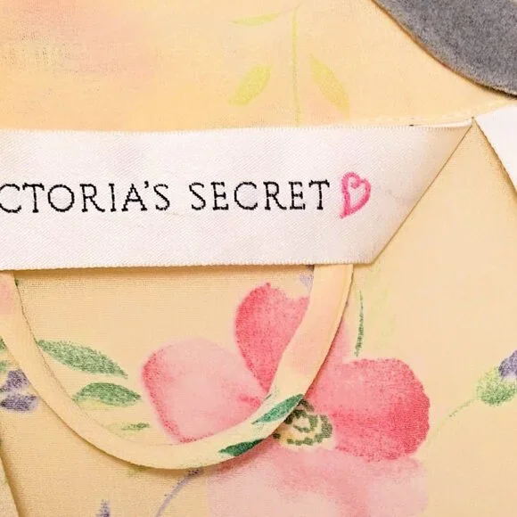 VS Vintage 2pc Yellow Floral Chiffon Gown and Robe Set